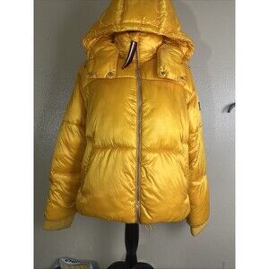 Yellow Tommy Hilfiger Jacket small yellow puffer satin feel
